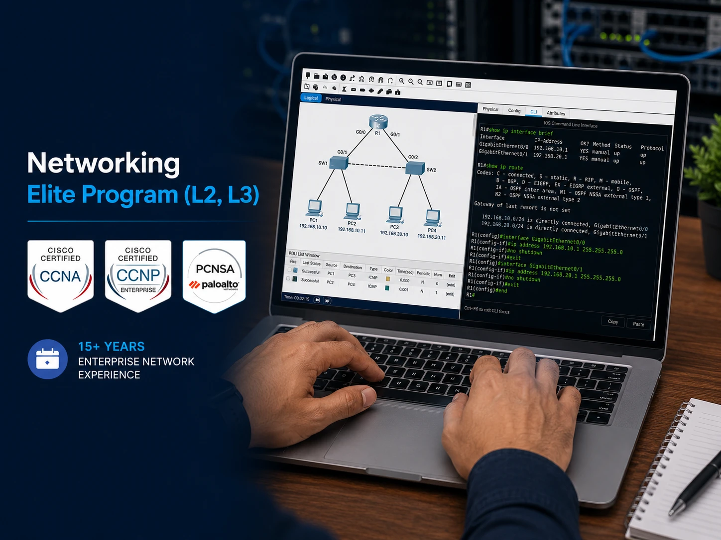 AIMNXT Networking Elite Program trainer 15 years enterprise network experience CCNP CCDP PCNSA